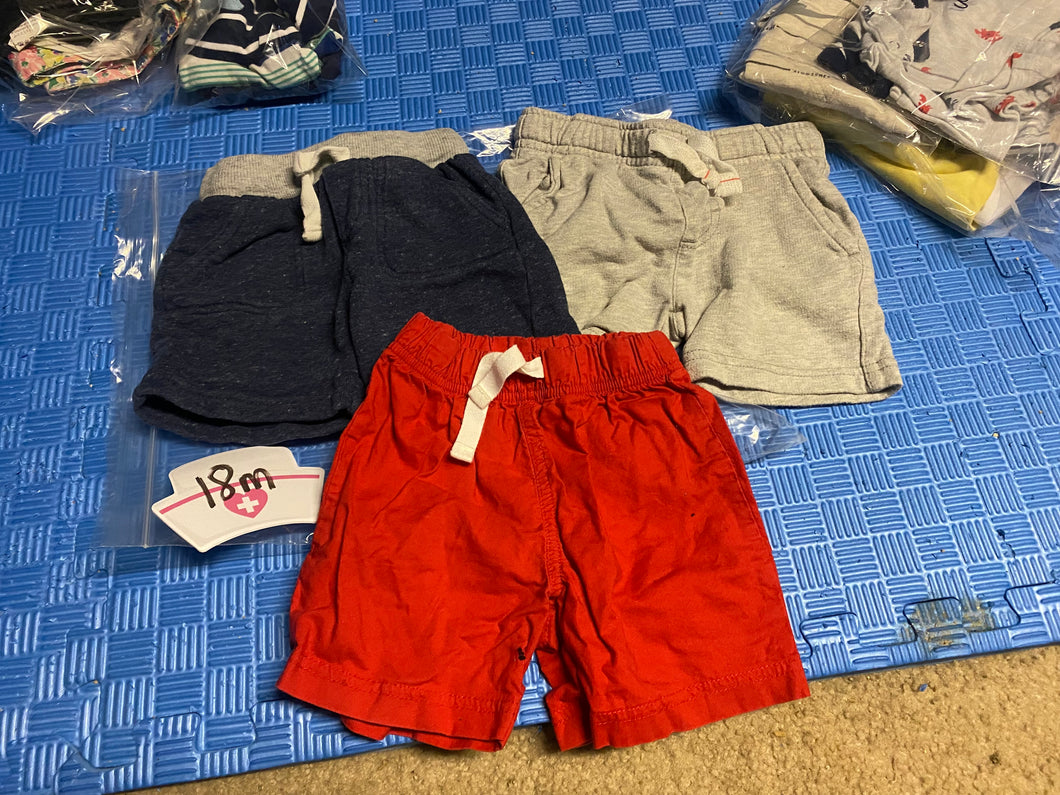 shorts red, gray, blue - size 18 Months