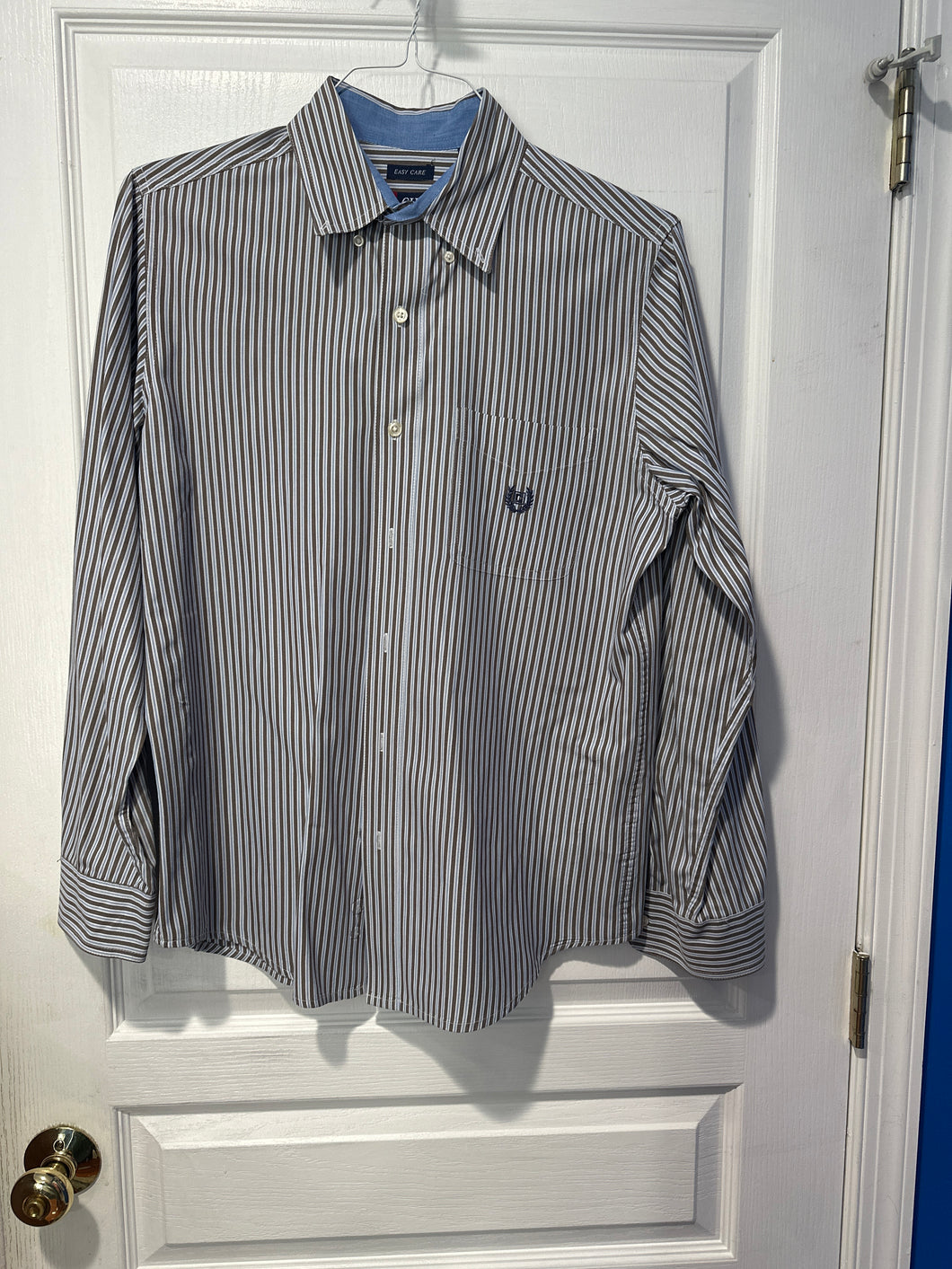 Chaps blue brown stripe Long sleeve button down - size Mens S