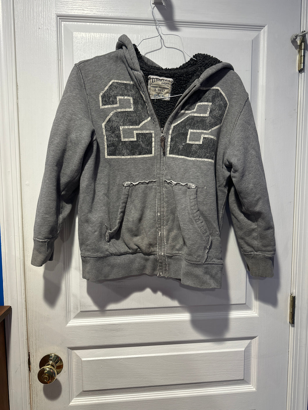 Childrens place jacket Gray hooded w/pockets - size Kids 12