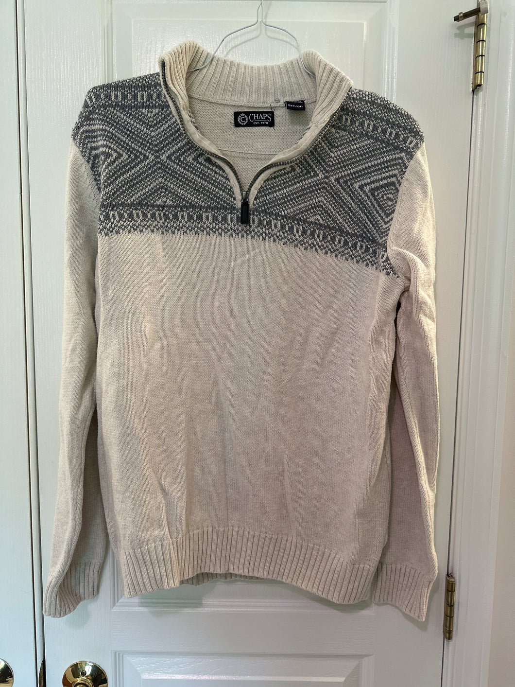 Chaps 1/4 zip white Gray sweater - size Mens S
