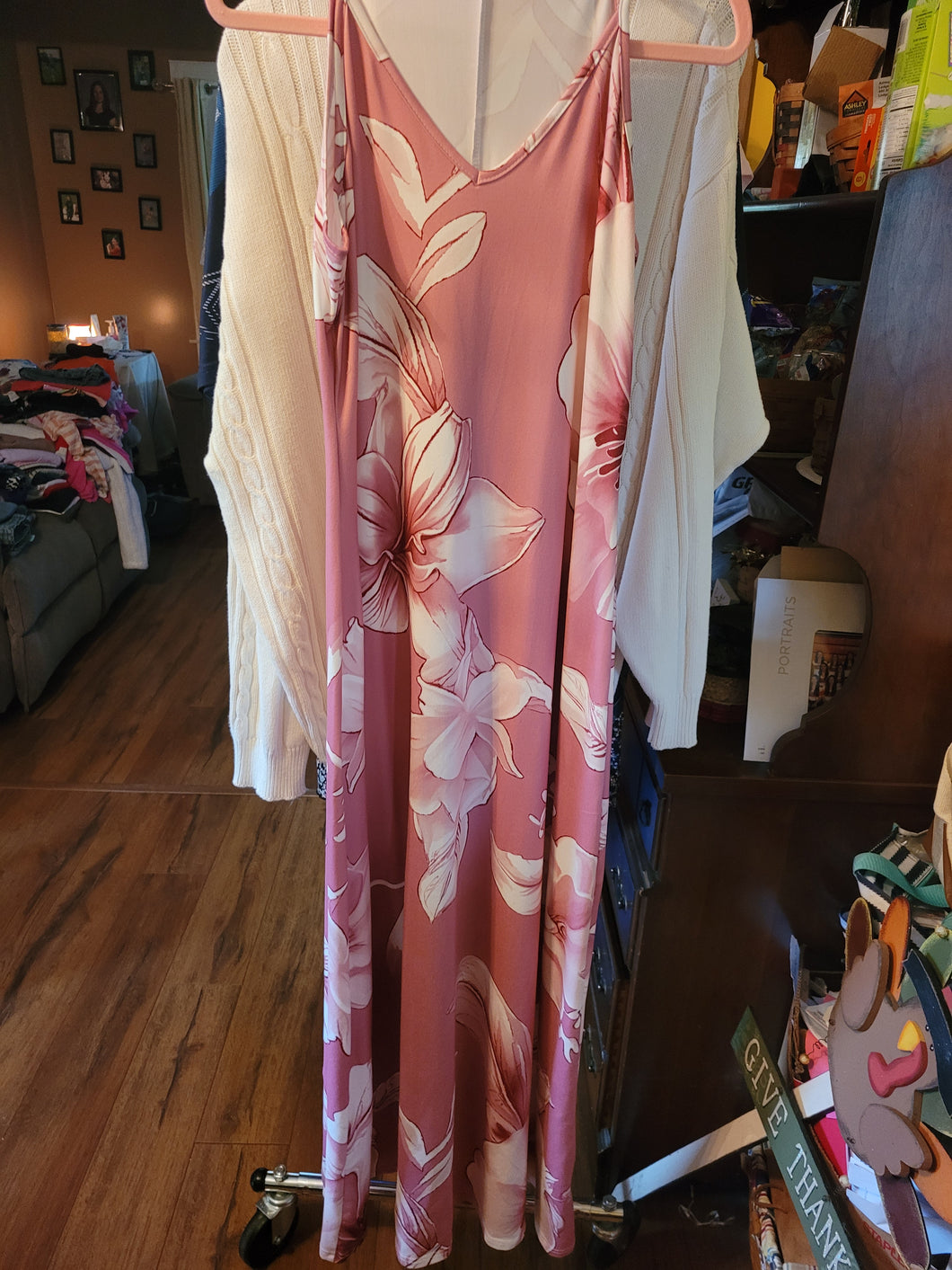 Mauve pink spaghetti Strap Ankle length dress - size Women L (12)