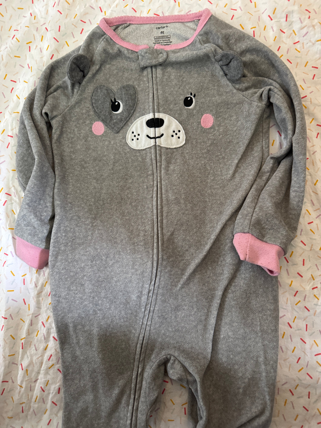 Carter's Fleece Foot PJ Gray Fleece - size 4T/4