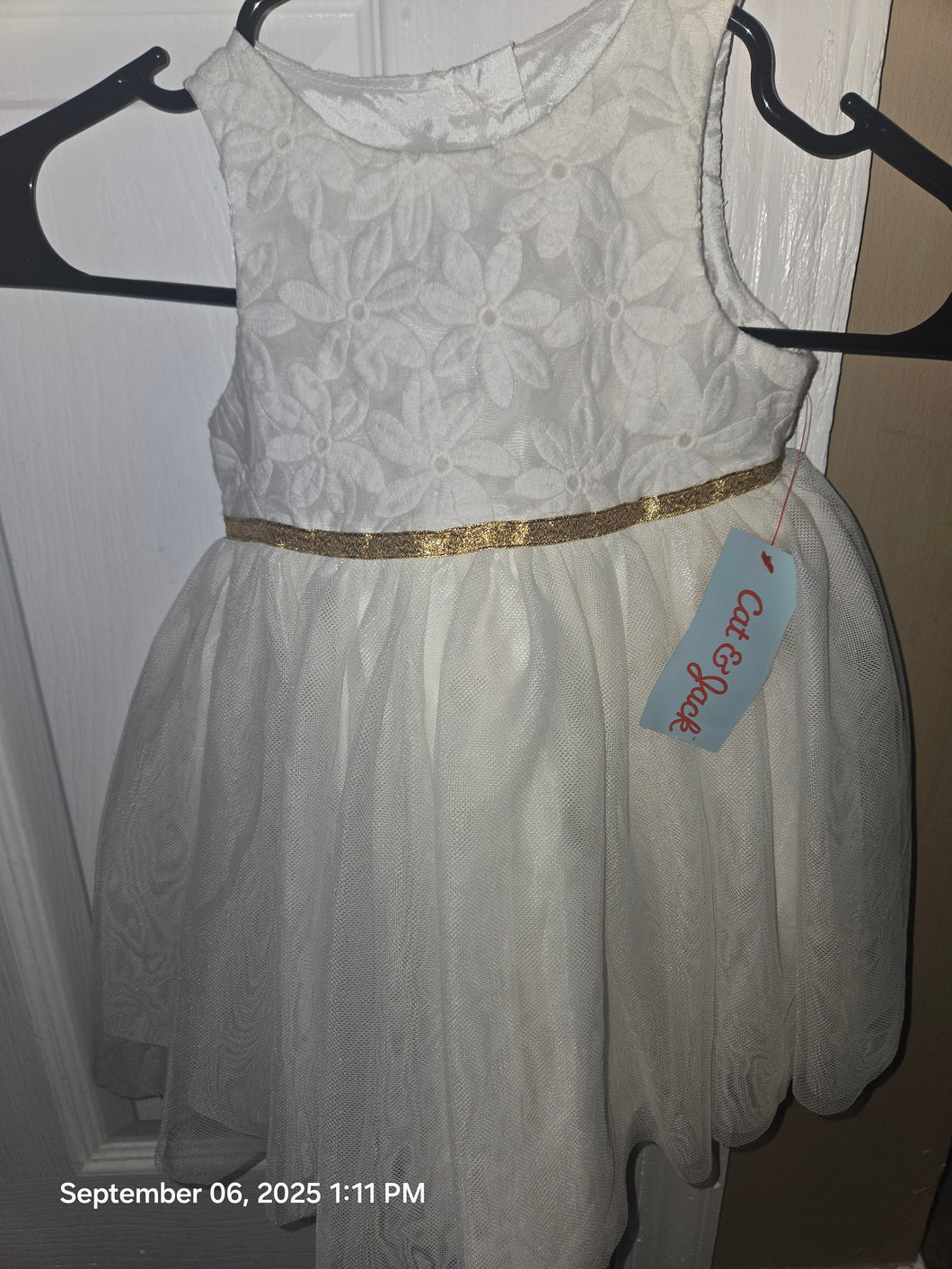 Cat & Jack NWT Daisy WHITE GOLD SPARKLE DRESS - size 18 Months