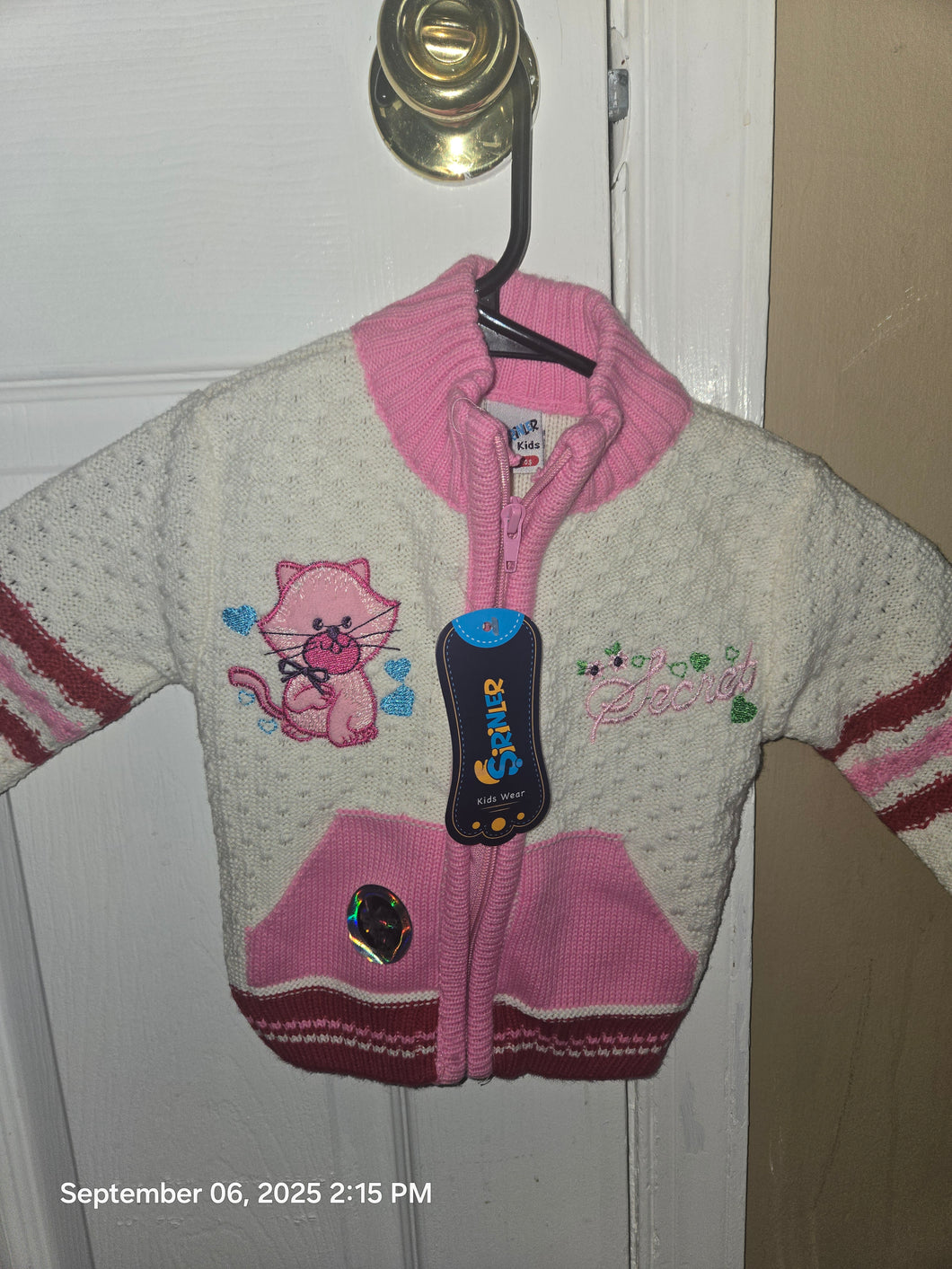Sirinler Kids NWT Kitty Zip Up Sweater Cardigan - size 12 Months