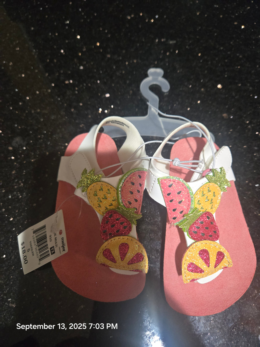 Falls Creek Watermelon NWT Sparkle Sandals Shoe - size Shoes-toddler 5