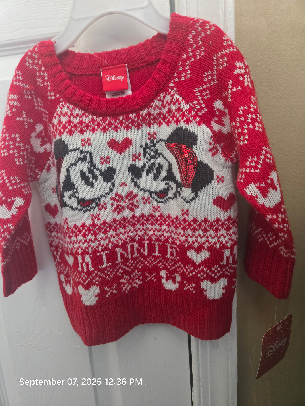Disney Christmas NWT NEW Mickey Minnie Sweater - size 12 Months