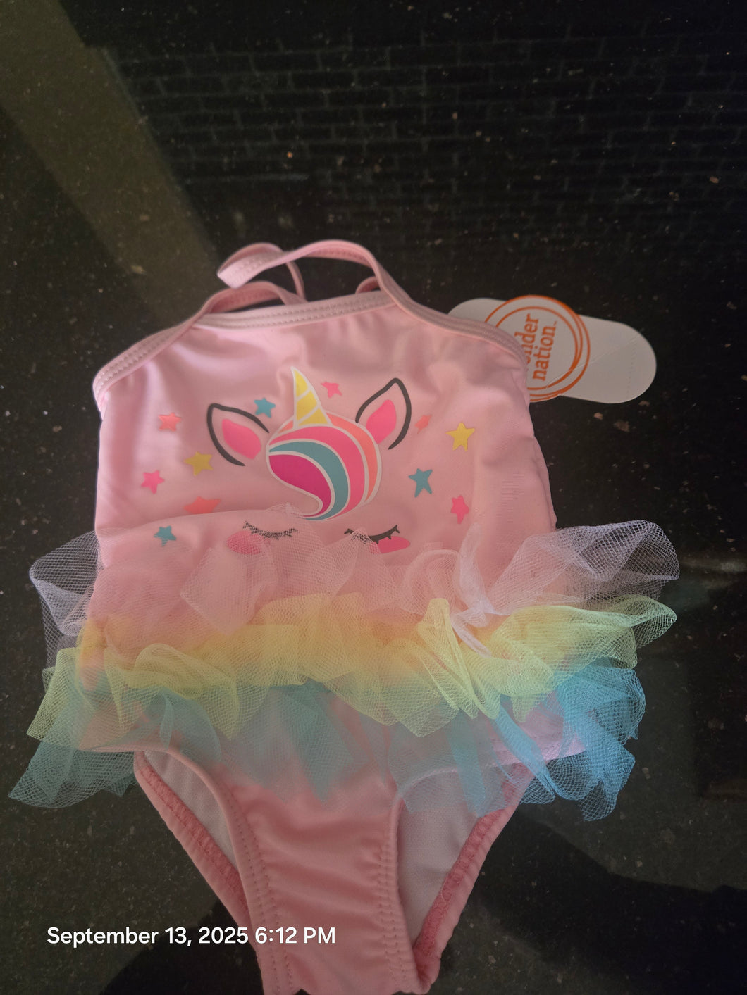 Wonder Nation Unicorn Tutu Bathing Swim Suit - size 0-3 Months