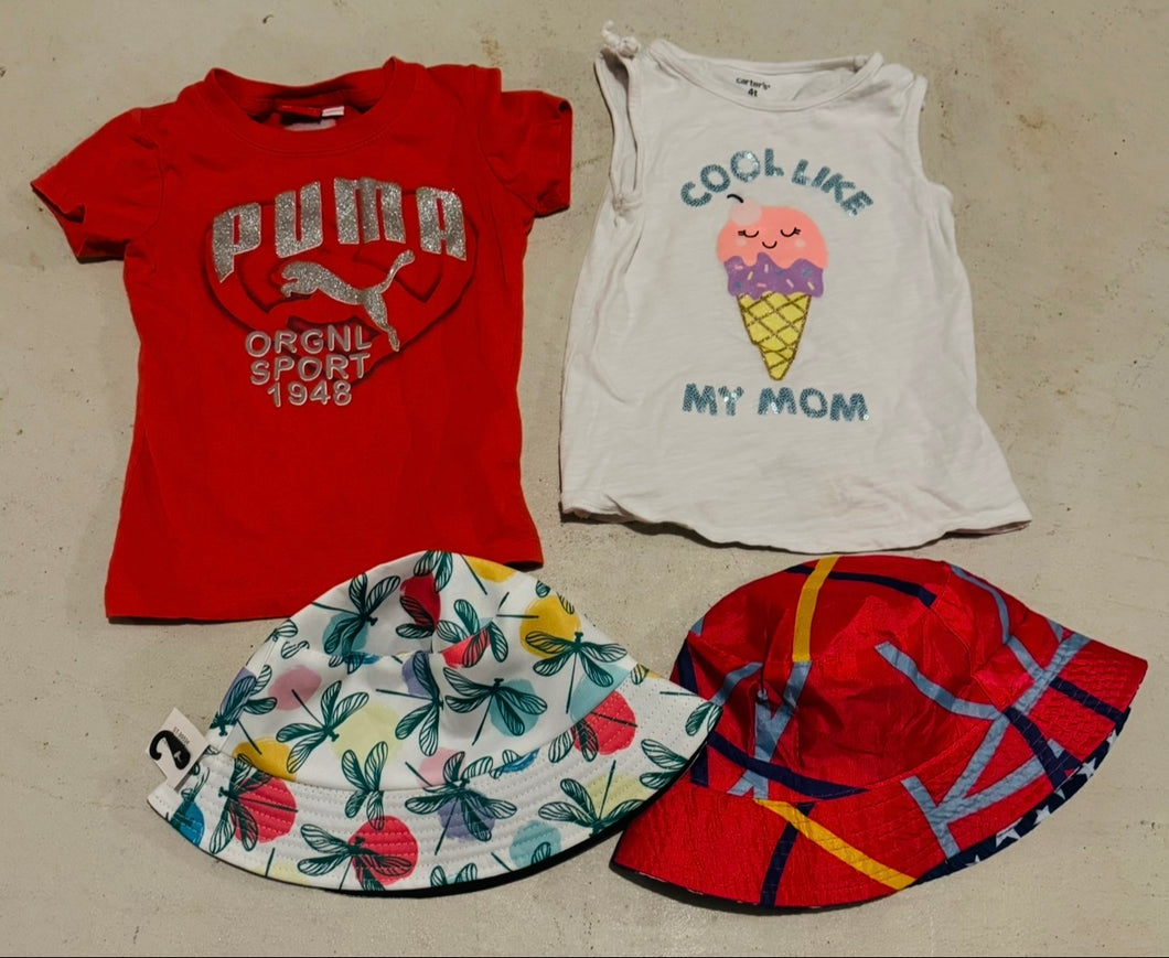 Shirts and sunhats 4T - size 4T/4